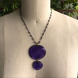 Purple and Antique Brass Retro Necklace
